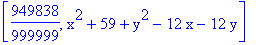 [949838/999999, x^2+59+y^2-12*x-12*y]